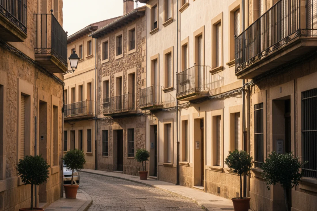 Fachada con persianas en una calle de Polinyà, Vallès Occidental